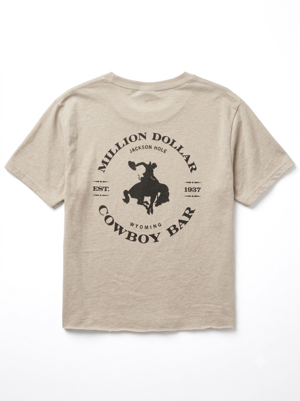 Jackson Hole Wyoming Million Dollar Cowboy Bar T-Shirt Beige Neutral Size Small